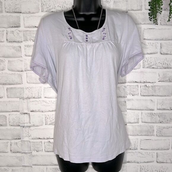 Croft & Barrow Intimates Purple Embroidered Sleep Top Shirt Size 1X - Picture 1 of 4
